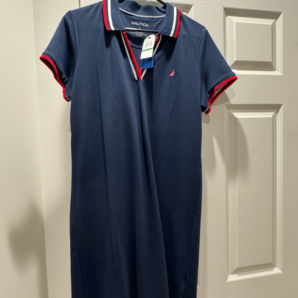 Nautica Blue Polo Dress Casual Short Sleeve